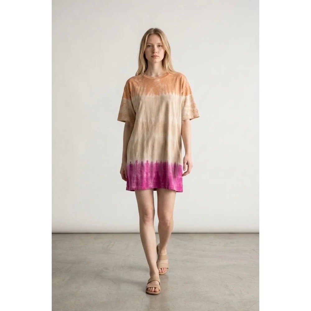 Z Supply Delta Tie Dye Dress Sahara Magenta Oversized T-Shirt Dress NWT Small
